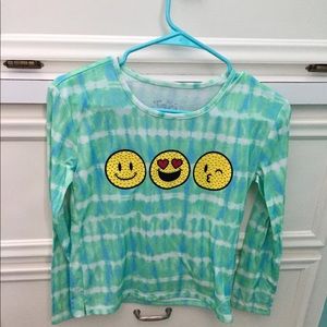 Justice girls size 10 long sleeve emoji  shirt